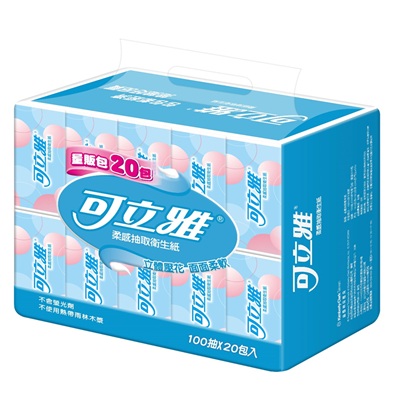 可立雅柔感抽取衛生紙 100抽x20包 
